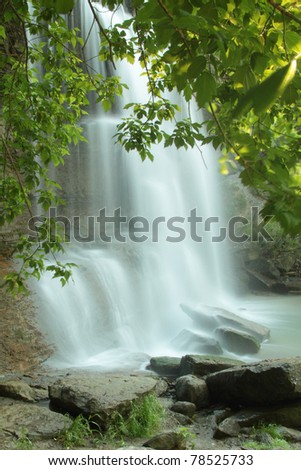 Waterfall Surrounded by Carolinian Forest in Rock Glen Conservation Area - Arkona, Ontario, Canada