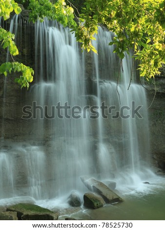 Waterfall Surrounded by Carolinian Forest in Rock Glen Conservation Area - Arkona, Ontario, Canada