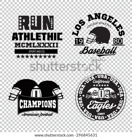 Sport athletic champions college baseball football logo emblem collection. Vector Graphics and typography t-shirt design for apparel.
