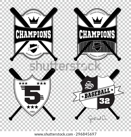 Sport athletic champs college baseball logo emblem set. Vector Graphics and typography t-shirt design for apparel.