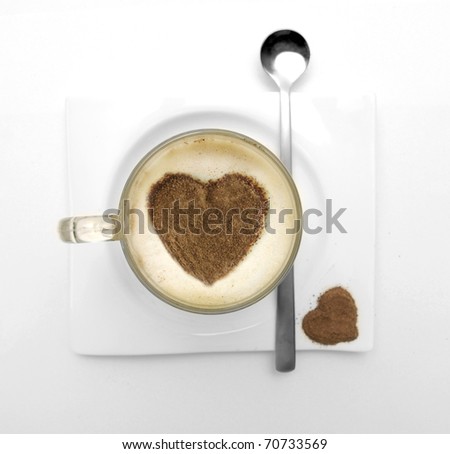 Cafe Latte with Heart - top view.
