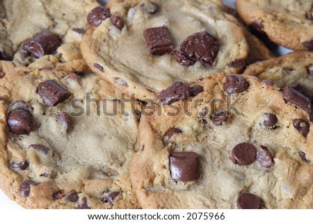 Chocolate Chip Tollhouse Cookies, golden brown with big chuncks of chocolate.
