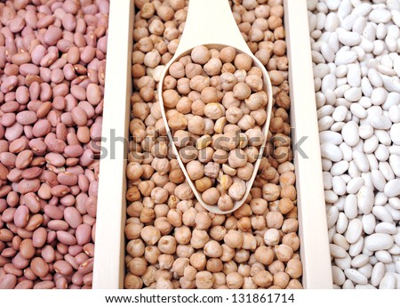 pink, chick pea, and white bean at market place