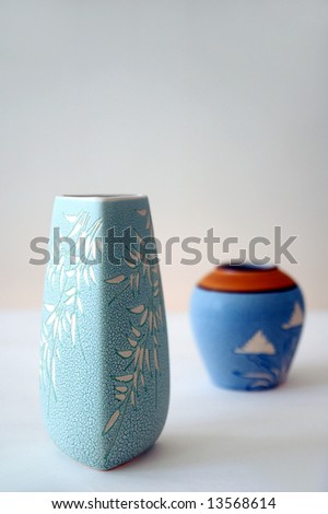 two empty colorful vase