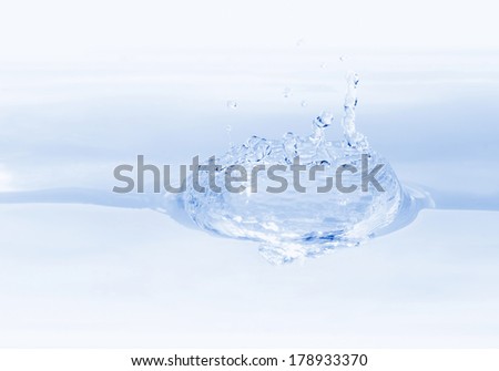 Water splash isolated on water white background