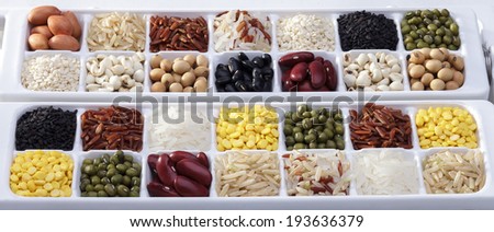 Mixture of dried lentils, peas, grains, beans as background