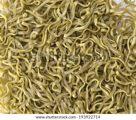 Instant dried green noodle as background