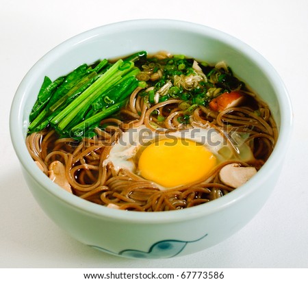 Japanese ramen noodle a great taste from Japanese restaurant, the image isolated on white