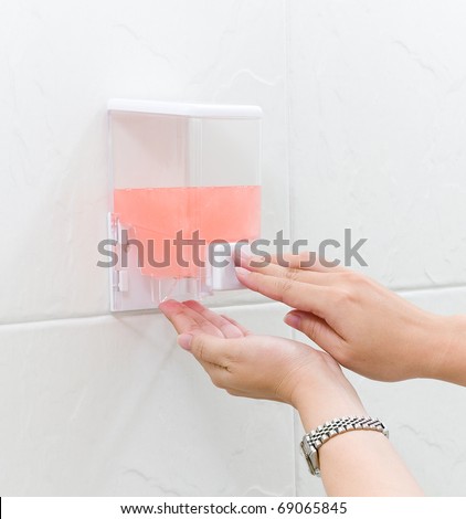 Cleaning hand gel in a box ready to use by pumping the image isolated