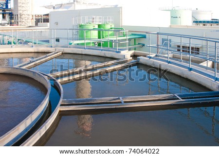 Water treatment tanks in wastewater treatment systems to make it clean before draining to the river
