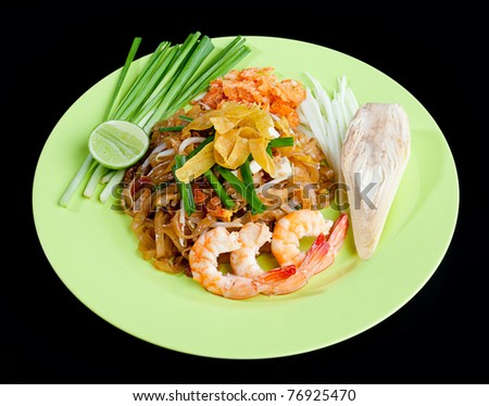 Pad Thai, stir fried noodle with shrimp and vegetable the world Thai food popular menu