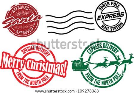 Stock Free Images on Pole   Santa Christmas Stamps Stock Vector 109278368   Shutterstock