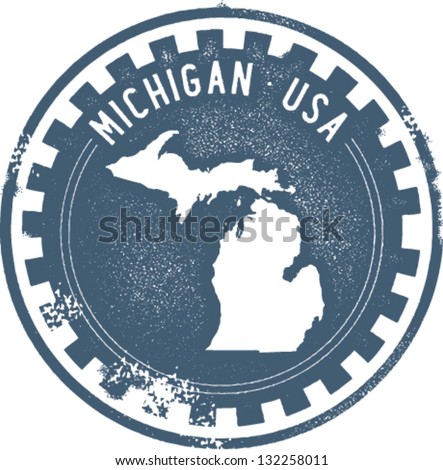 Vintage Michigan USA State Stamp Vintage Michigan USA State Stamp