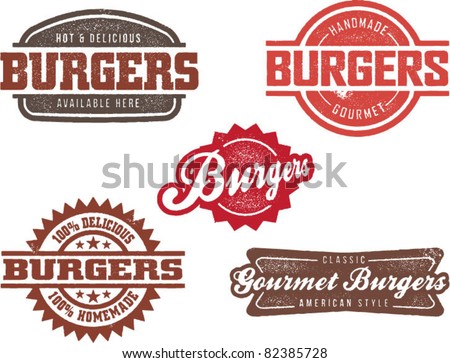 Vintage Style Burger Stamps Vintage Style Burger Stamps