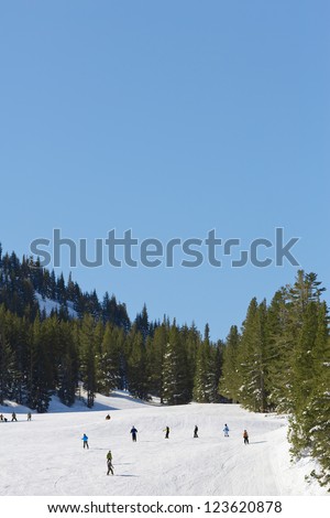 ski mountain with skiers