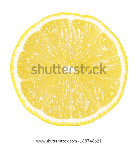 Slice of lemon isolated on white