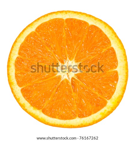 slice of orange isolated on white background, picture saved with clipping path