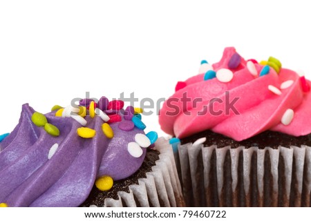 cupcakes over white background with text space