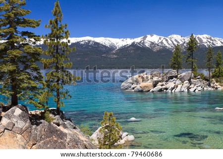 beautiful Lake Tahoe with view on Sierra Nevada