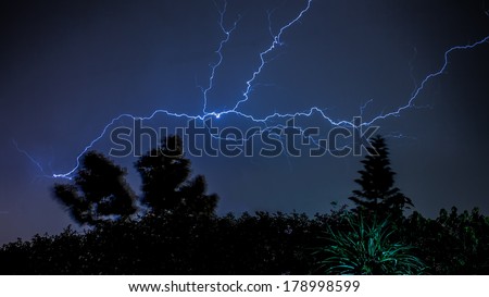 Thunder and Lightening strike on a dark cloudy evening in Addis Ababa, Ethiopia