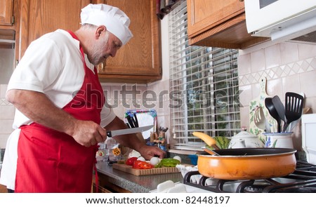 A nice image of a chef working in the kitchen.