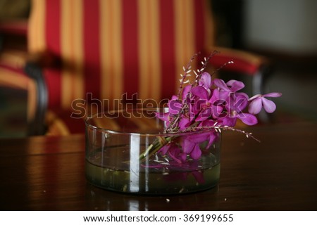 Beautiful purple flowers on the table