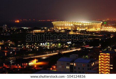 CAPE TOWN, SOUTH AFRICA - APRIL 7: Cape Town Greenpoint Stadium at night on April 7, 2012 in Cape Town, South Africa. This place was  used as a 2010 FIFA World Cup kick off in Cape Town, South Africa.