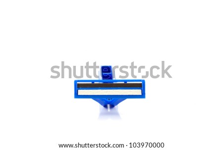 blue disposable razor isolated on white background