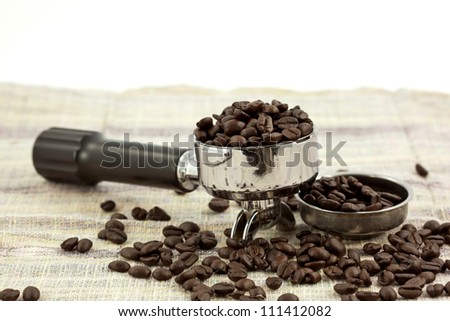close up Coffee Maker And Beans