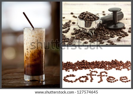 ice coffee and coffee bean set