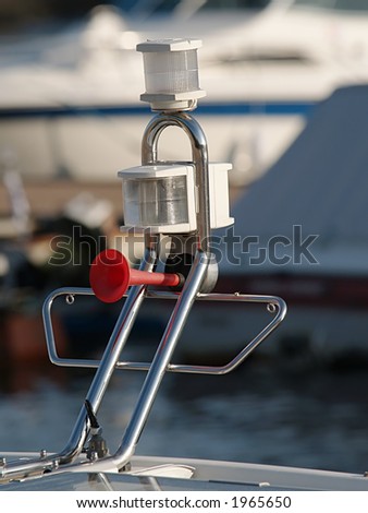 Horn and a signal lamps on a yacht, close-up