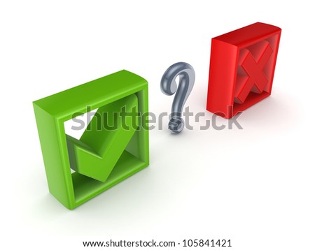 Tick Mark, Cross Mark And Query Sign.Isolated