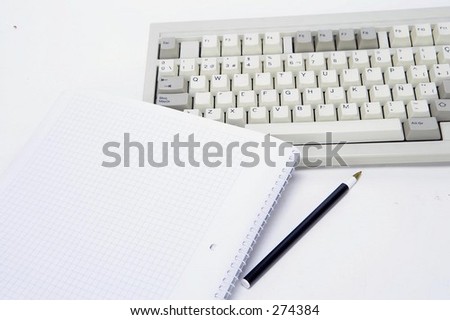 Pen, notepad and computer