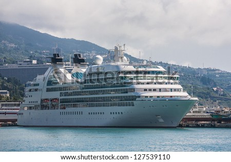 Large cruise liner berthed in the Yalta in Ukraine