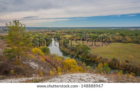 River and forest. View from above.