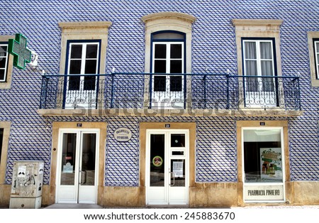 TOMAR, PORTUGAL - JUNE 1, 2012: Pharmacy in an old house covered with tiles azulejos