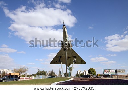 BEER SHEVA, ISRAEL - JANUARY 16, 2012: All-weather multi-role fighter of the Air Force of Israel, \