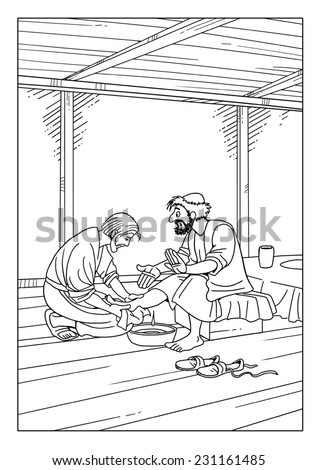 Jesus Christ washes the feet of his disciples Peter, who does not agree with this
