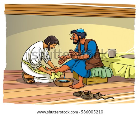 Jesus Christ washes the feet of his disciples Peter