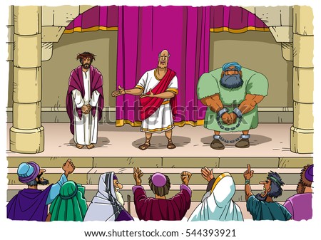 Pilate offers to choose Christ or Barabbas