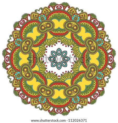 Circle ornament, ornamental round lace. Raster version