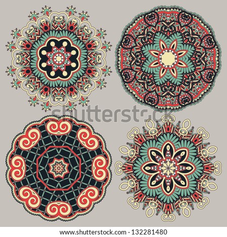 Circle ornament, ornamental round lace collection, raster version
