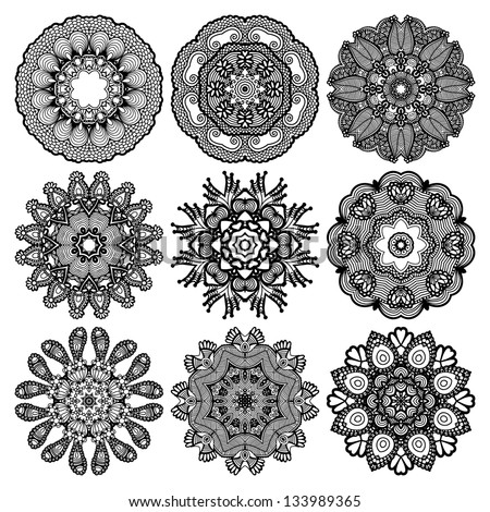 Circle ornament, ornamental round lace collection, raster version