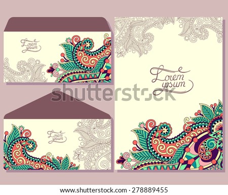 special beautiful design for greeting card and envelopes with place for your text, raster version