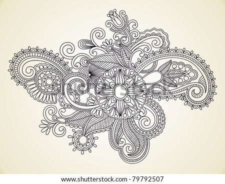 stock vector HandDrawn Abstract Henna Mendie Flowers Doodle Illustration 