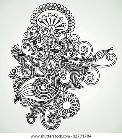 Graphic Design Logo on Hand Draw Line Art Ornate Flower Design  Ukrainian Traditional Style