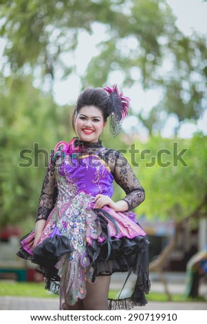 drum major woman smile in sport day, school in thailand