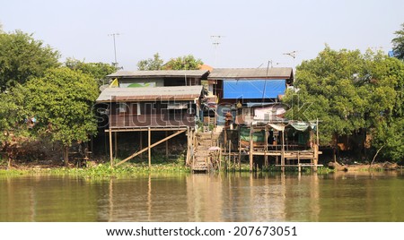 House on the river in Thailand in Ayutthaya