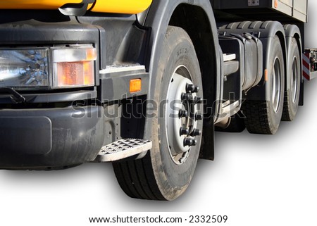 Headlight and wheels of the new auto truck, Isolated