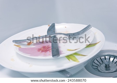 Dirty plates in sink